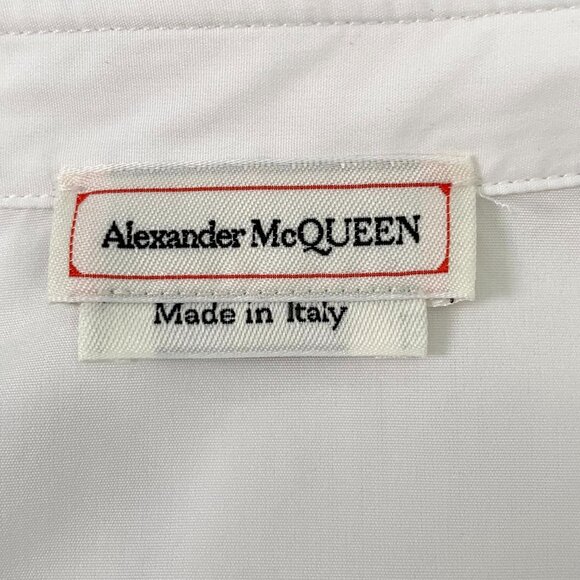 Alexander McQueen Womens White Peplum Long Sleeve Button-Down Shirt Blouse Made - Picture 5 of 6